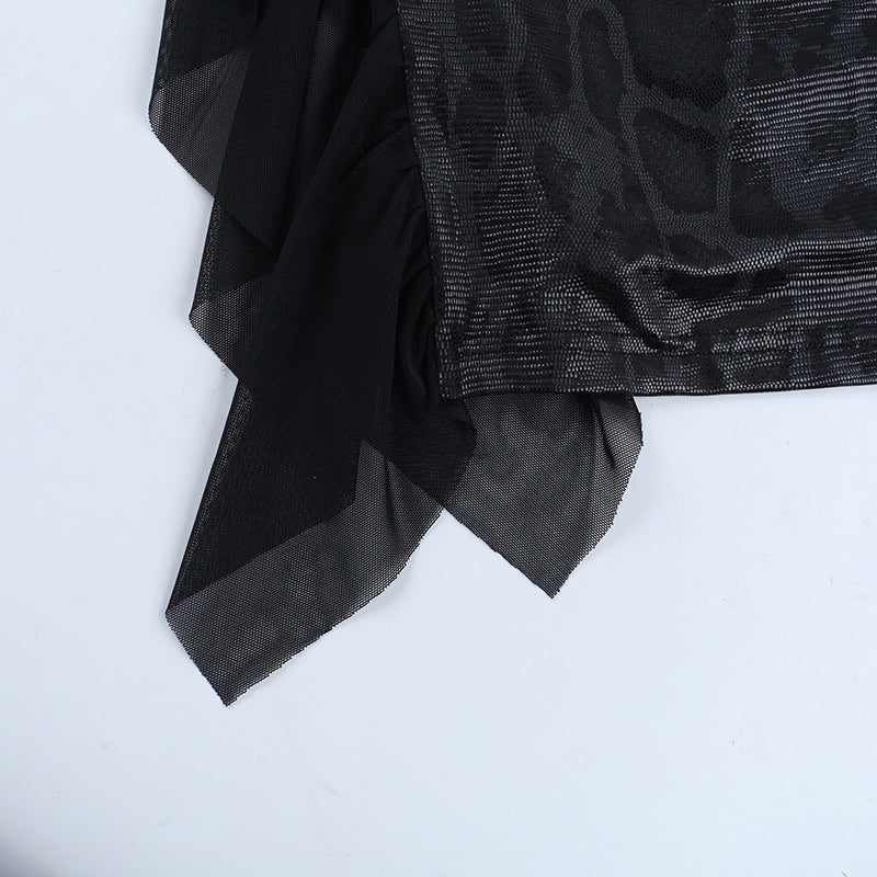 Long sleeve v neck lace hem snakeskin print maxi dress | Festival Outfits Women