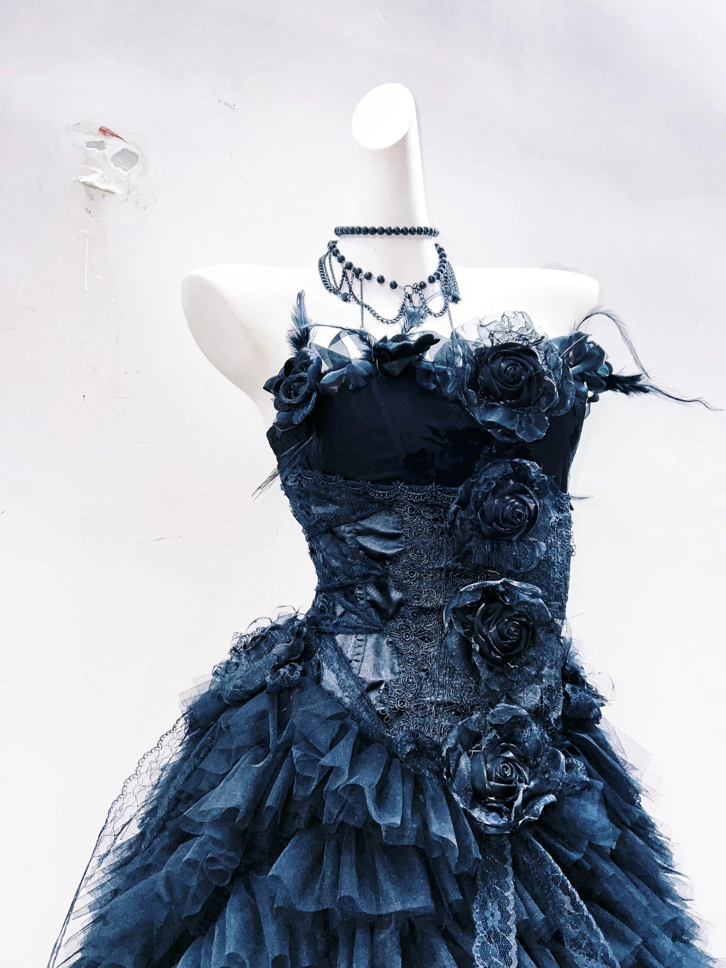 Flower applique ruffle feather tube maxi dress | Festival Outfits Women