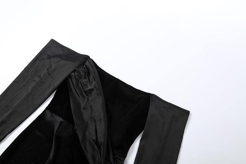 Off shoulder long sleeve velvet ruched maxi dress | Festival Outfits Women