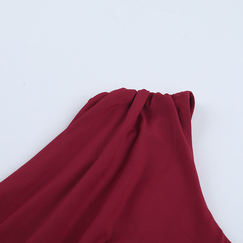One shoulder ruched irregular maxi dress | Festival Outfits Women