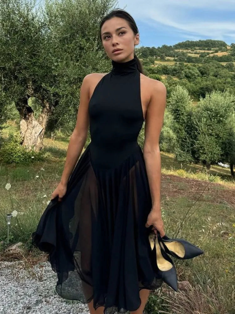 Elegant Sleeveless Bodycon Backless Women Dress Pleated Tight Party Club Evening Dress Female Autumn New Vestidos