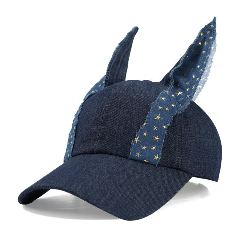Doberman Ear Washed Denim Baseball Hat