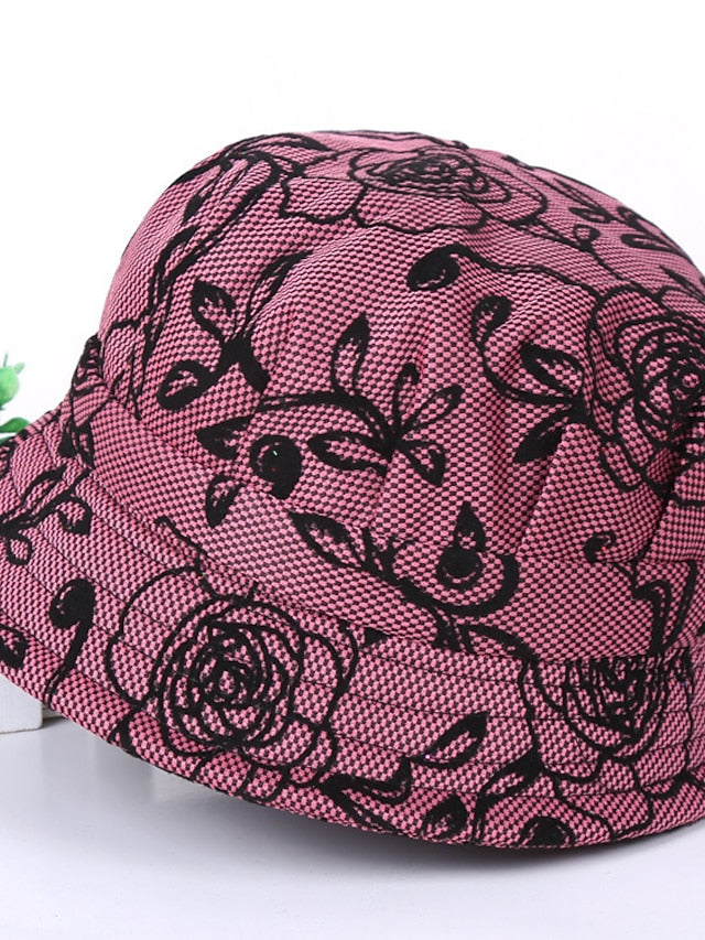 Hat Bucket Hat Pink Wine Fuchsia Street Dailywear Sports Outdoor Flower Flower Portable Windproof Comfort for Women