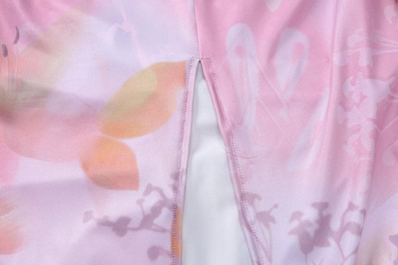 Halter print ruched bustier high slit knotted maxi dress | Festival Outfits Women