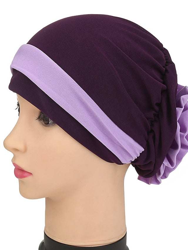 Stretch Inner Hijab Caps Muslim Hat Turban Femme Musulman Turbante Ready To Wear Hijab Bonnet Flower Indian Headwrap Loss Hair Cover for Women