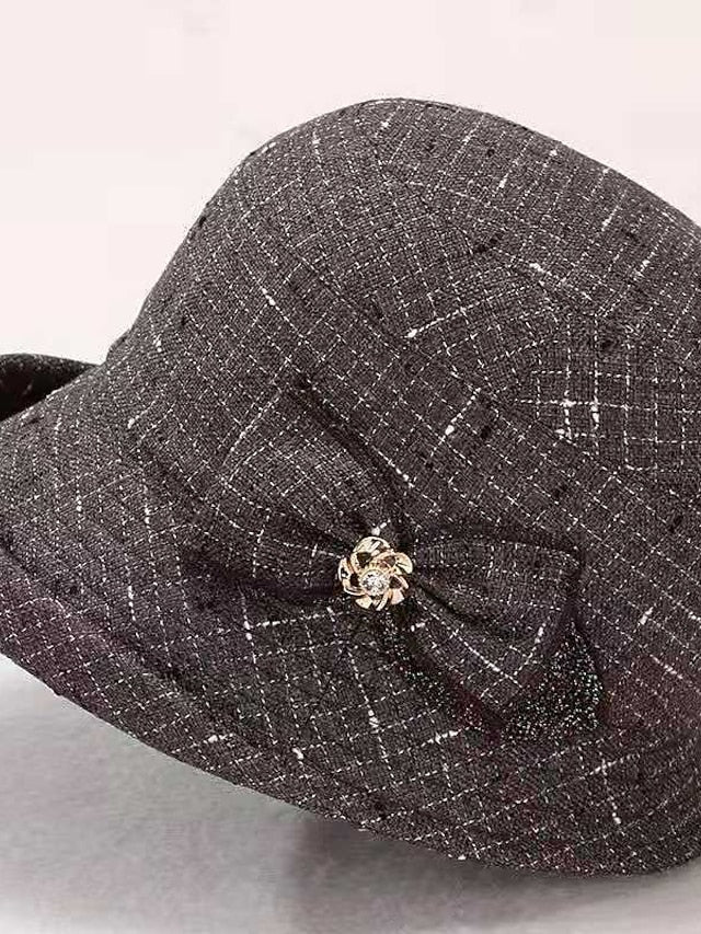 Hat Party Hat Light Gray Dark Gray Red Wedding Party Daily Bow Plaid Portable Windproof Comfort for Women