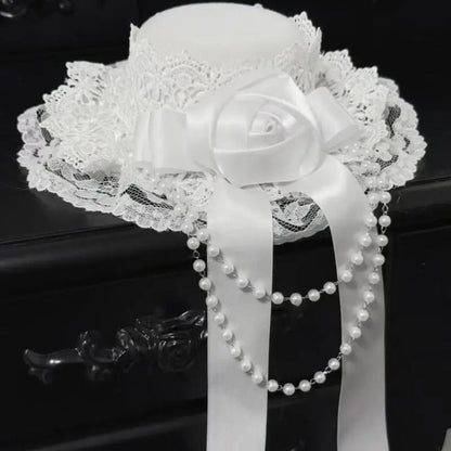 Gothic Lolita Bead Chain Lace Decorative Cosplay Hat