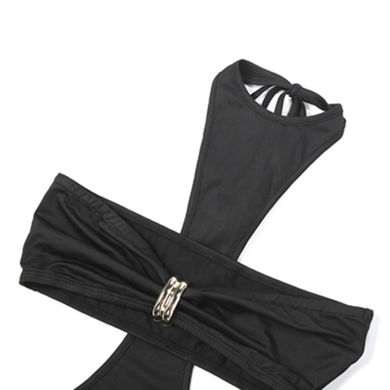 Halter slit solid backless slit maxi dress  | Festival Outfits Women