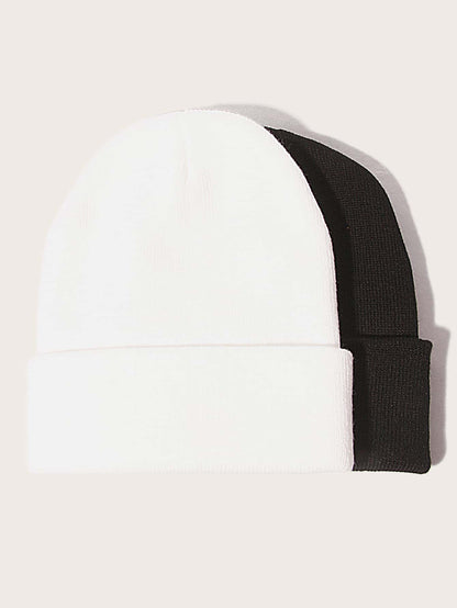 2pcs Women Letter Embroidery Beanie for Women