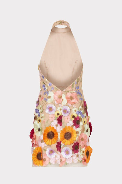 Sweet Formal Patchwork Embroidered Halter Evening Dress Dresses