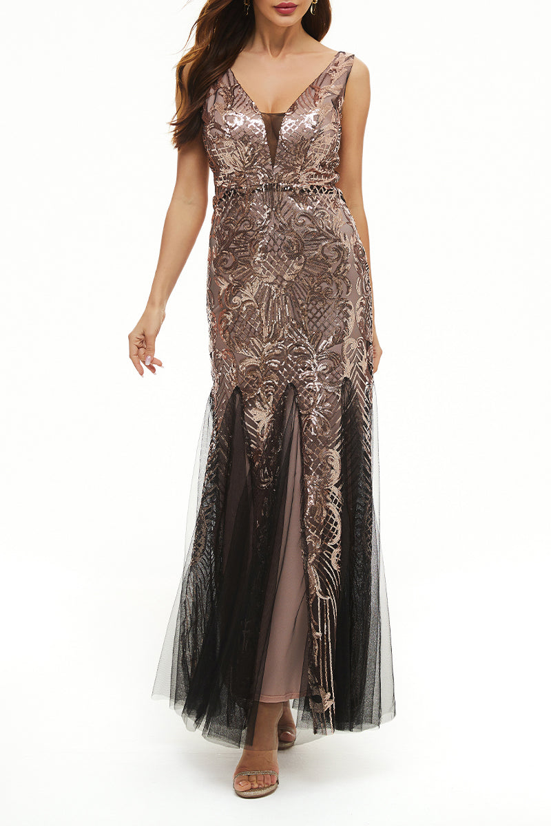 Elegant College Patchwork Sequins V Neck Evening Dress Dresses(4 Colors)£©