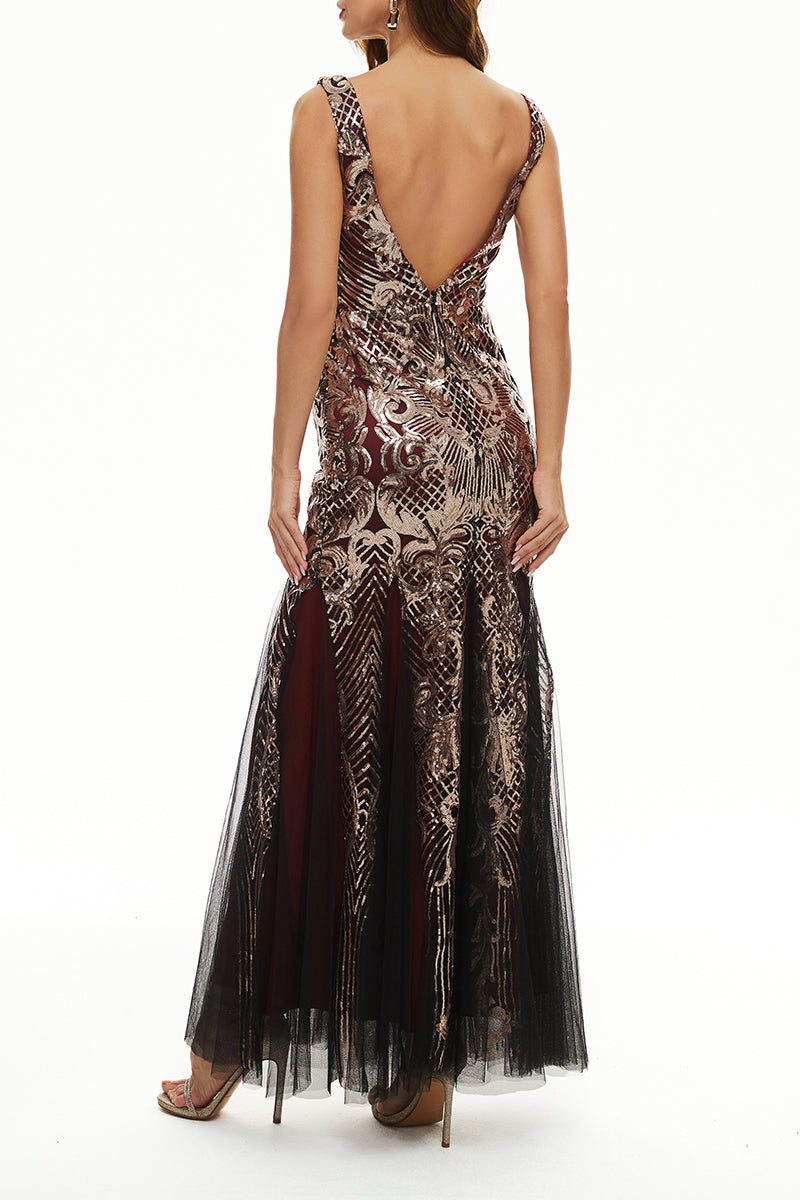 Elegant College Patchwork Sequins V Neck Evening Dress Dresses(4 Colors)£©