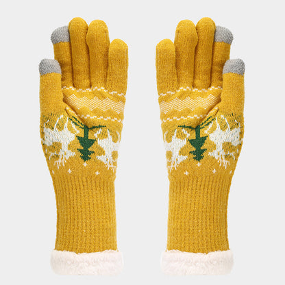 Christmas Reindeer Pattern Pattern Hat Scarf Gloves Set(6 Colors)