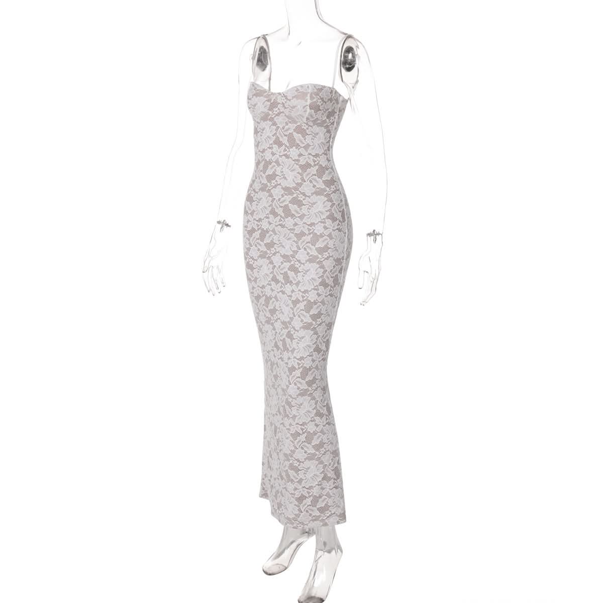 Sweetheart neck lace slit cami maxi dress  | Festival Outfits Women
