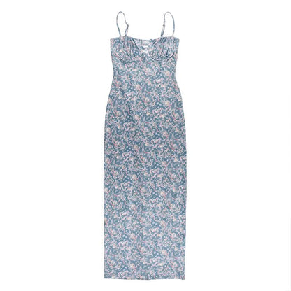 Flower print hollow out cami cut out maxi dress  | Festival Outfits Women