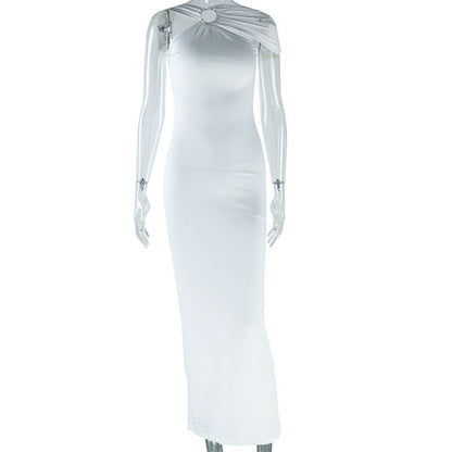 O ring ruched backless maxi dress  | Festival Outfits Women