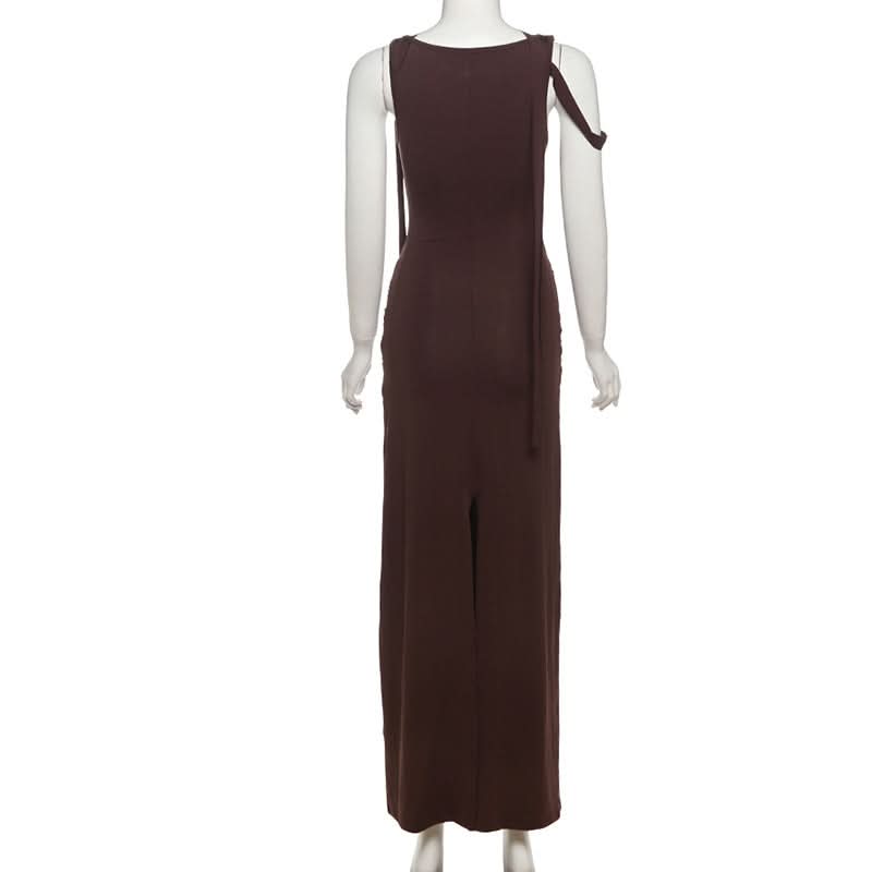 U neck lace patchwork ruched maxi dress  | Festival Outfits Women