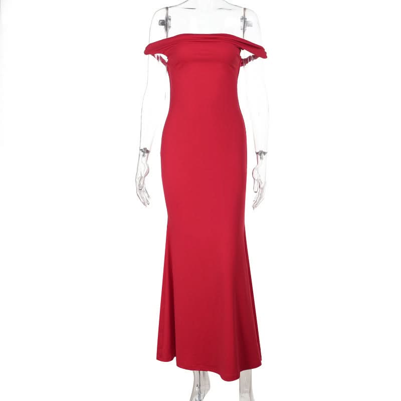 Off shoulder ruched solid tube maxi dress  | Festival Outfits Women
