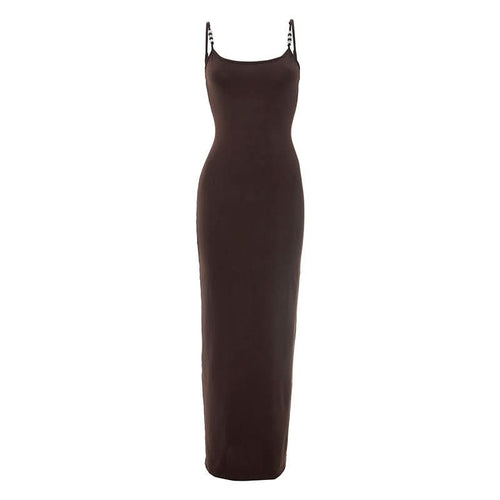 Beaded u neck slit backless cami maxi dress  | Festival Outfits Women