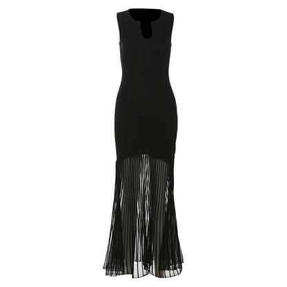 Sleeveless notch neck maxi dress  | Festival Outfits Women