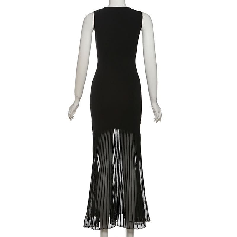 Sleeveless notch neck maxi dress  | Festival Outfits Women