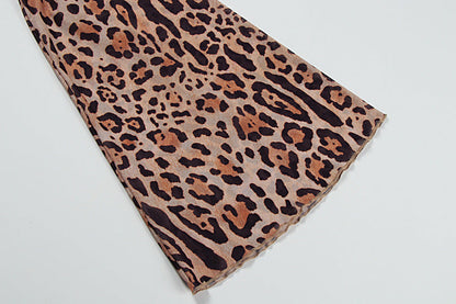 V neck leopard print long sleeve hollow out cut out maxi dress  | Festival Outfits Women