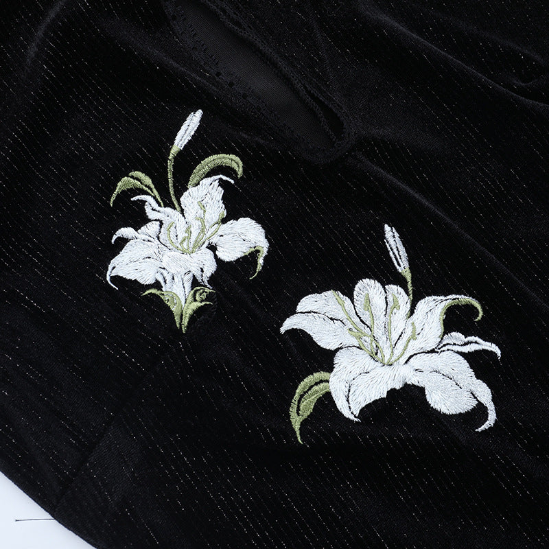 Flower embroidery cap sleeve slit maxi dress  | Festival Outfits Women