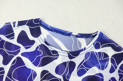 Long sleeve crewneck contrast print maxi dress  | Festival Outfits Women