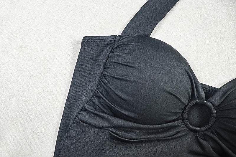 Halter ruched backless o ring maxi dress  | Festival Outfits Women