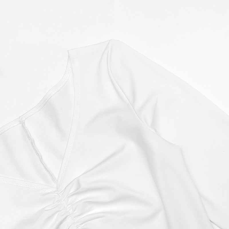 Long sleeve hollow out ruched v neck cut out maxi dress  | Festival Outfits Women