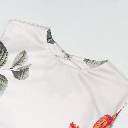 Crewneck flower print backless maxi dress  | Festival Outfits Women