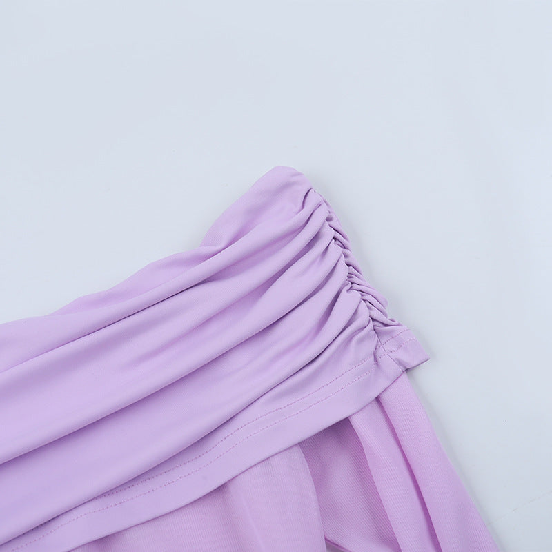 Off shoulder long sleeve ruched maxi dress  | Festival Outfits Women