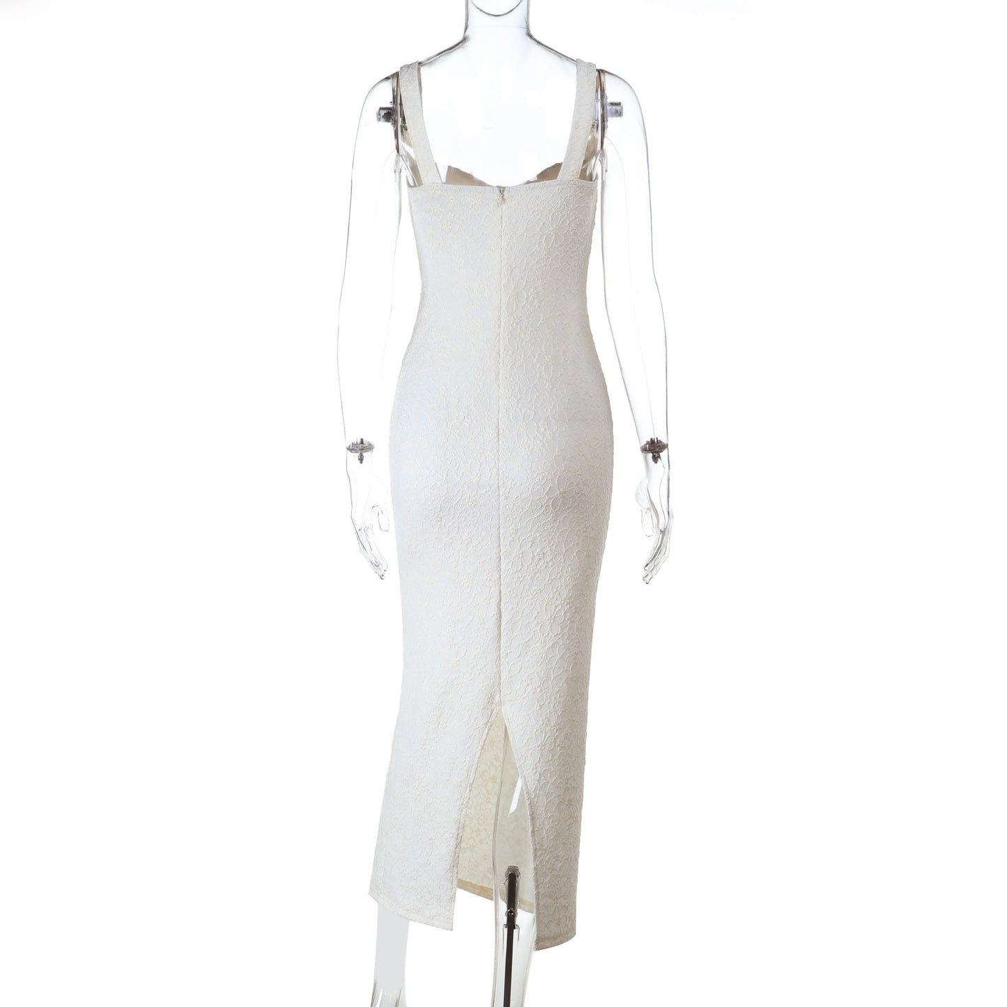V neck slit zip-up cami maxi dress  | Festival Outfits Women