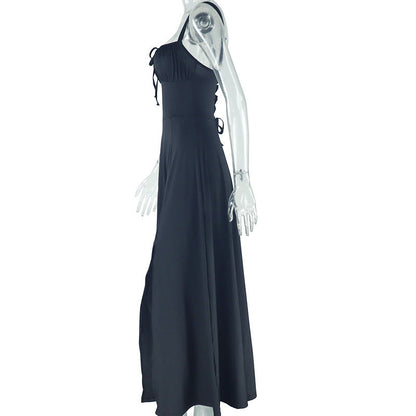 Square neck hollow out self tie cami cut out maxi dress  | Festival Outfits Women