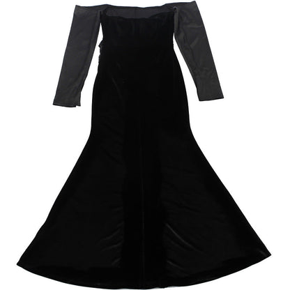 Off shoulder long sleeve velvet ruched maxi dress  | Festival Outfits Women