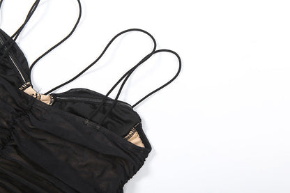 Ruched mesh cami maxi dress  | Festival Outfits Women