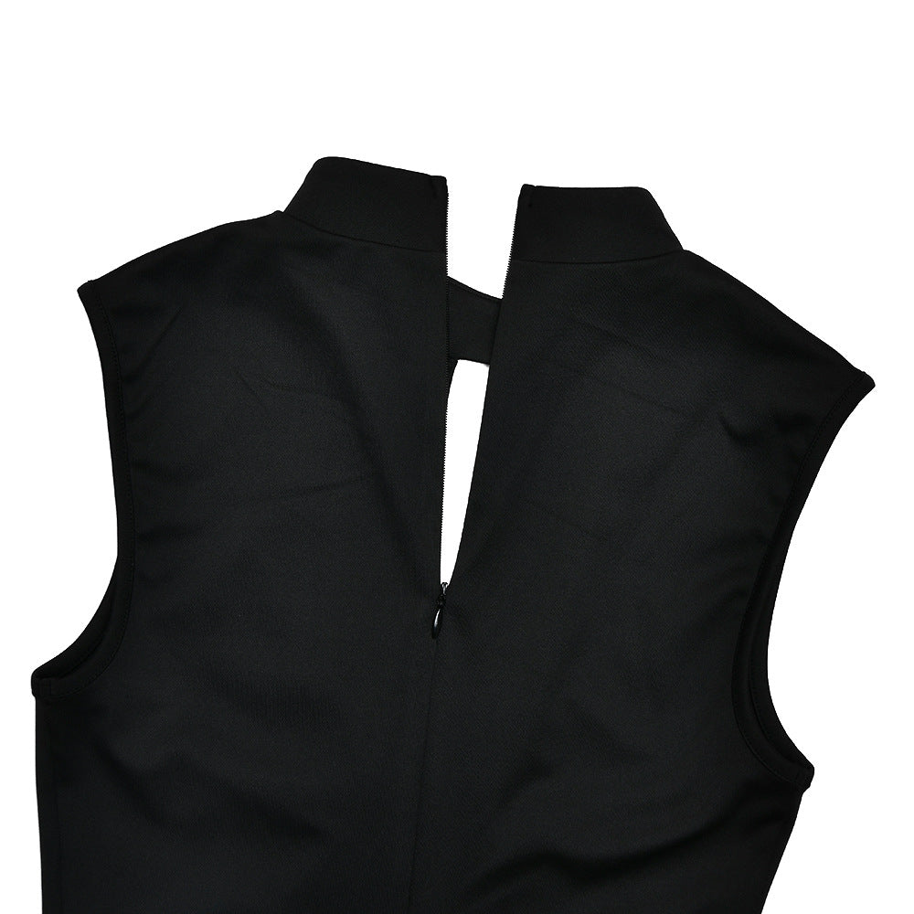 Hollow out crewneck zip-up sleeveless cut out maxi dress  | Festival Outfits Women