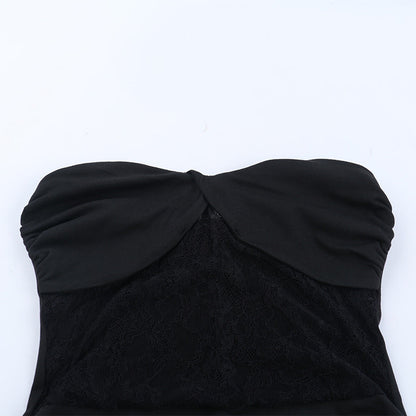 Mesh ruched tube backless solid maxi dress  | Festival Outfits Women