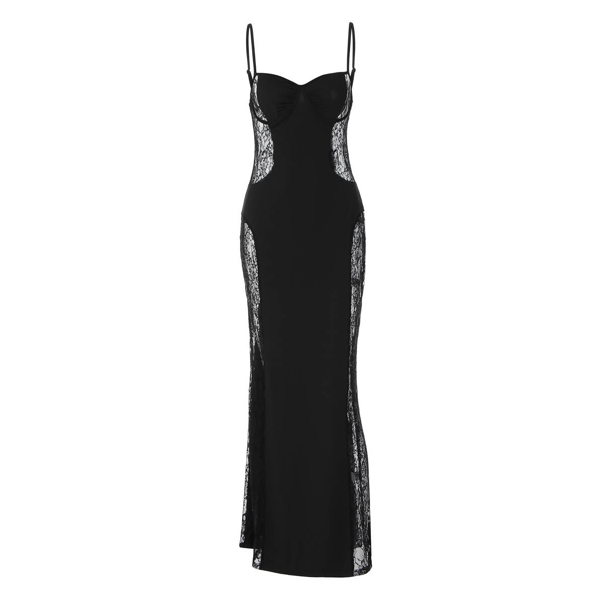 Lace v neck backless solid cami maxi dress  | Festival Outfits Women