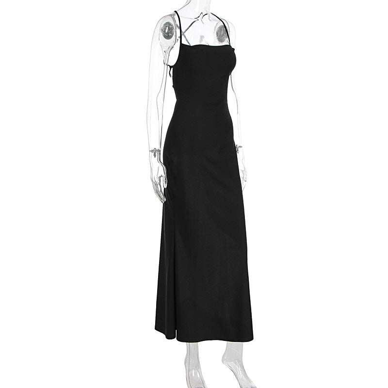 Cross back self tie square neck backless maxi dress  | Festival Outfits Women