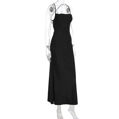 Cross back self tie square neck backless maxi dress  | Festival Outfits Women