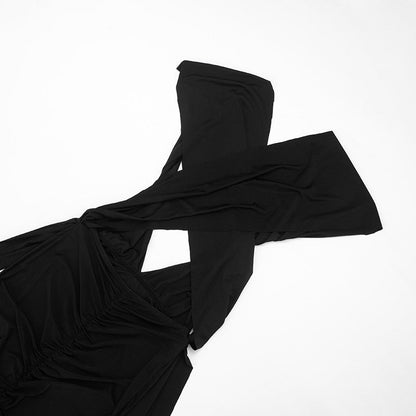 Ruched hollow out slit solid maxi dress  | Festival Outfits Women