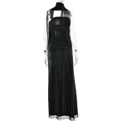 Ruched irregular backless tube maxi dress  | Festival Outfits Women