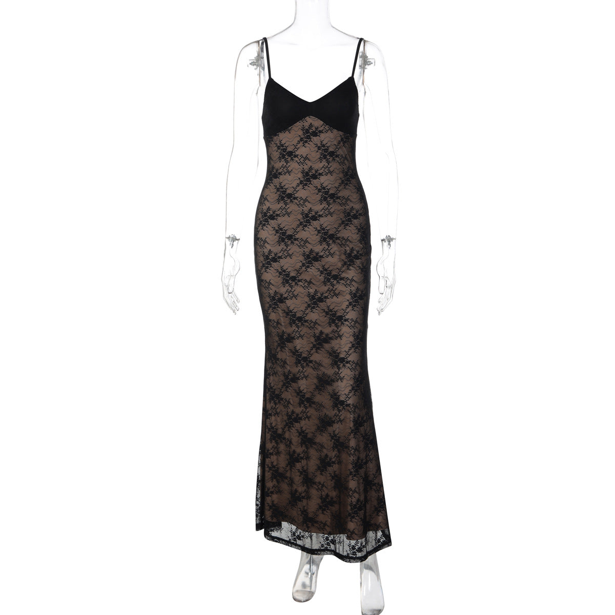 V neck lace backless cami maxi dress  | Festival Outfits Women
