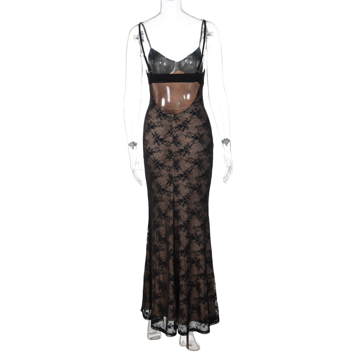 V neck lace backless cami maxi dress  | Festival Outfits Women