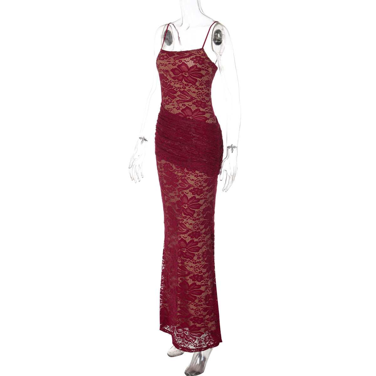 Square neck lace backless cami maxi dress  | Festival Outfits Women