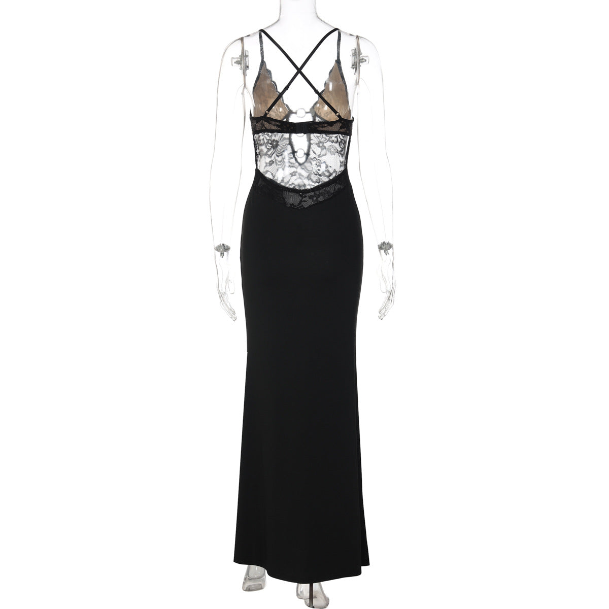 Cross back lace o ring hollow out maxi dress  | Festival Outfits Women