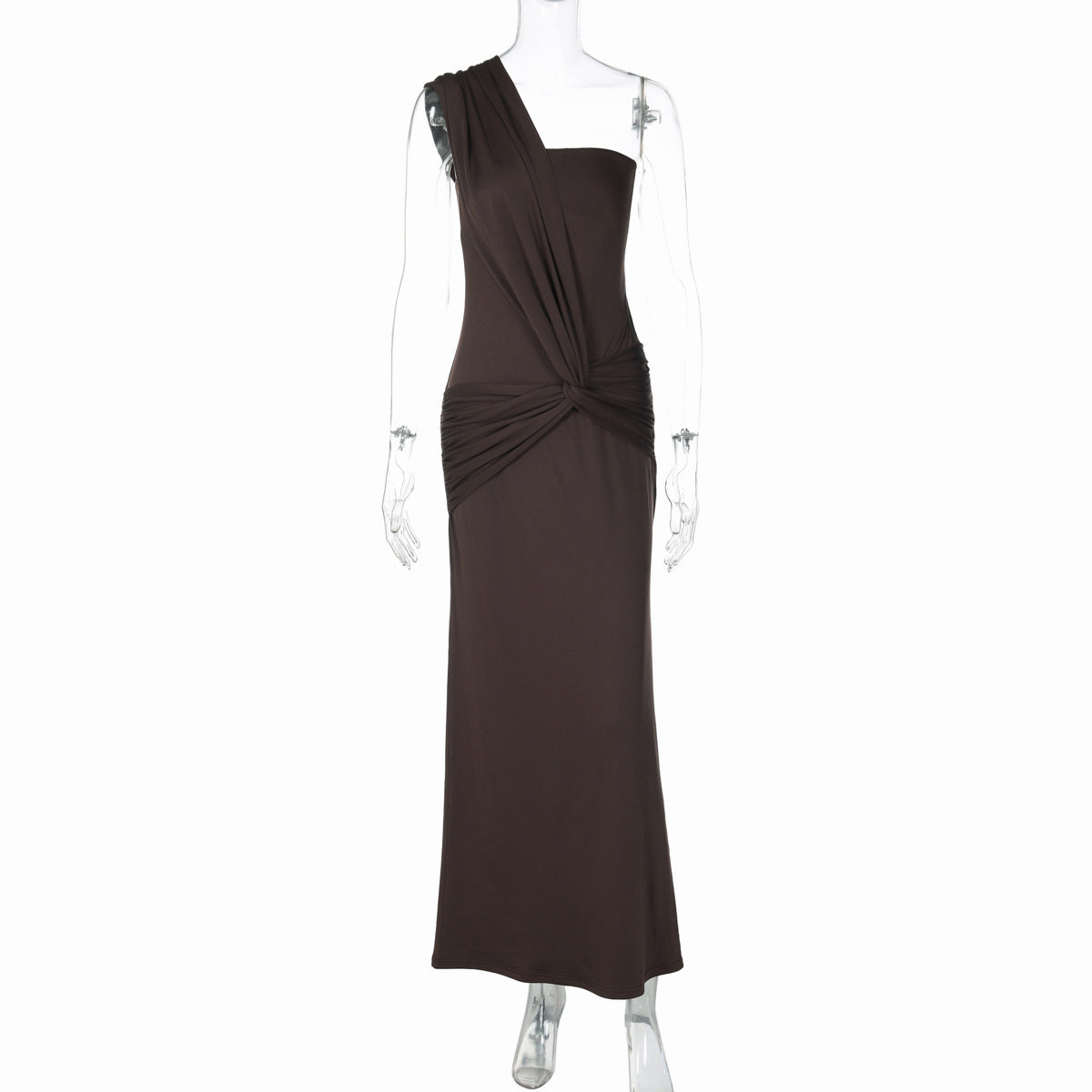 Irregular one shoulder hollow out solid maxi dress  | Festival Outfits Women