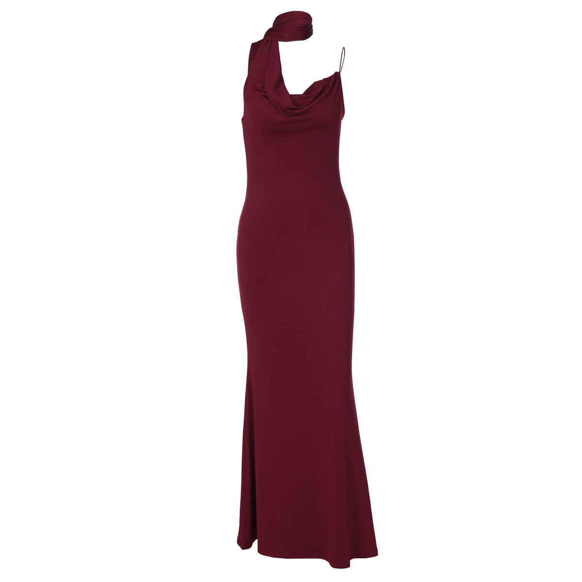 Irregular cowl neck backless spaghetti strap maxi dress  | Festival Outfits Women