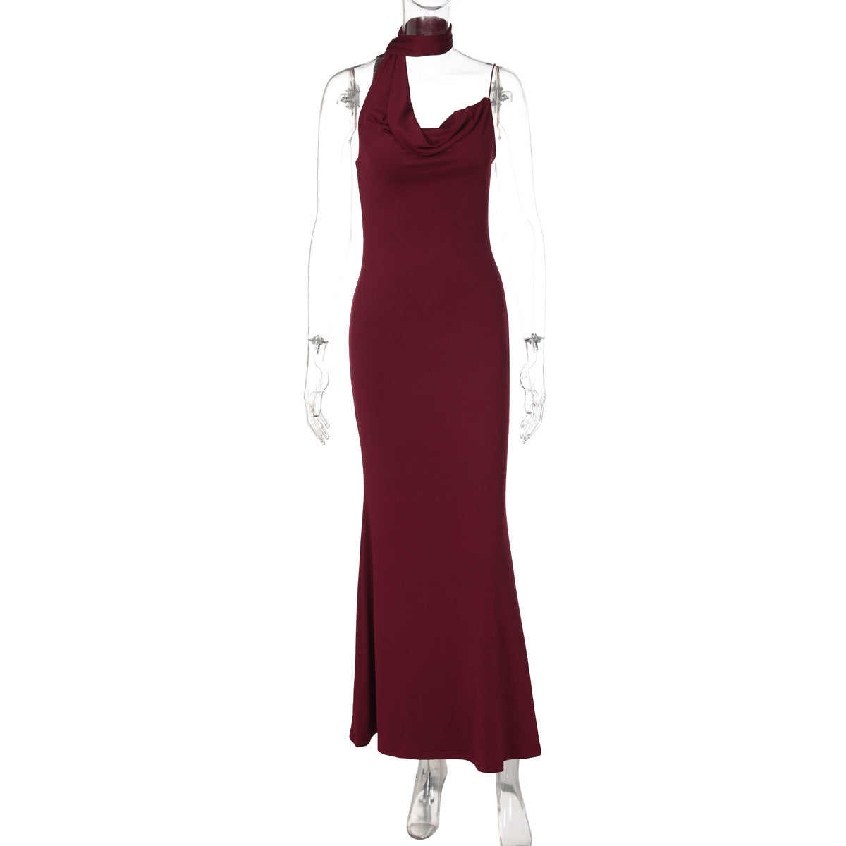 Irregular cowl neck backless spaghetti strap maxi dress  | Festival Outfits Women